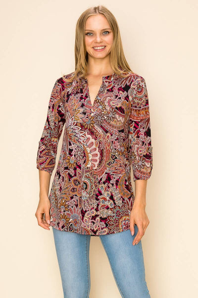 Paisley Mandarian Collar Top