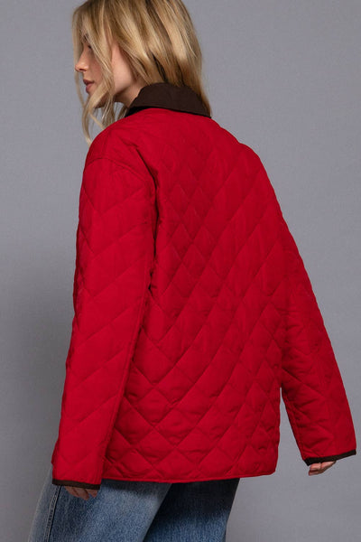 Quilted Puffer Jacket in Red
