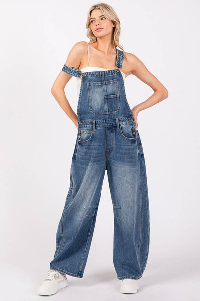 Washed Black Denim Overall