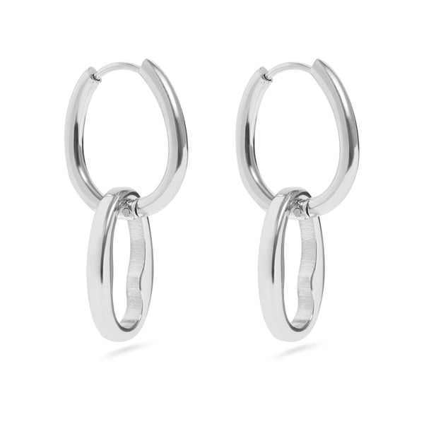 Waterproof Interlocked Oval Pendant Earrings