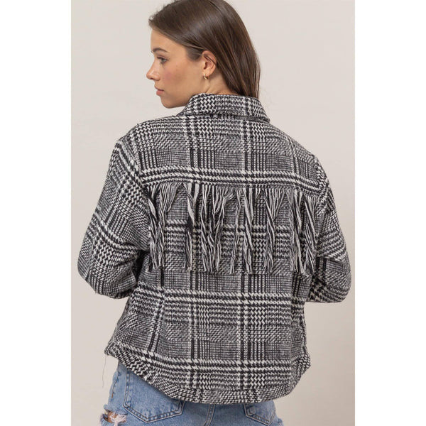 Plaid Fringe Jacket