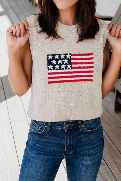 American Flag Sleeveless Sweater