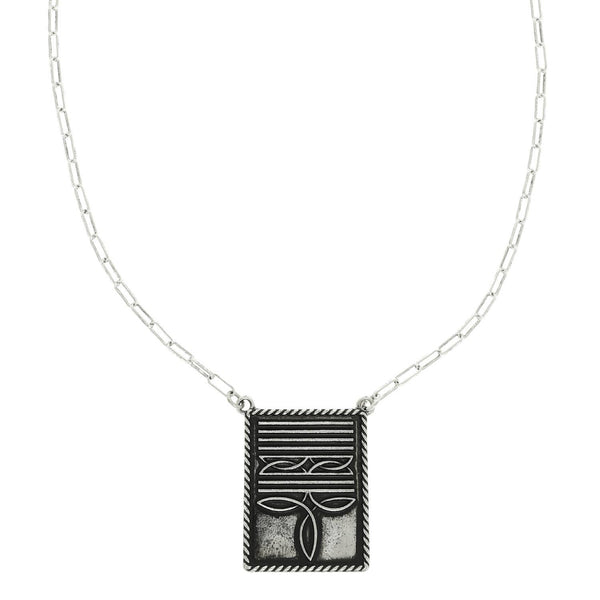 Western Boot Stitch Rectangle Pendant Necklace