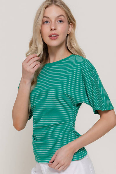 Dolman Stripe Knit Top in Green