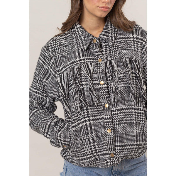 Plaid Fringe Jacket