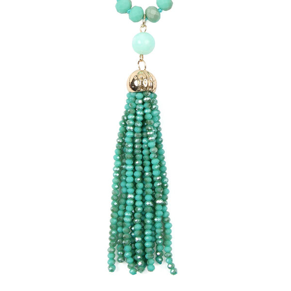 Beaded Tassel Pendant Necklace