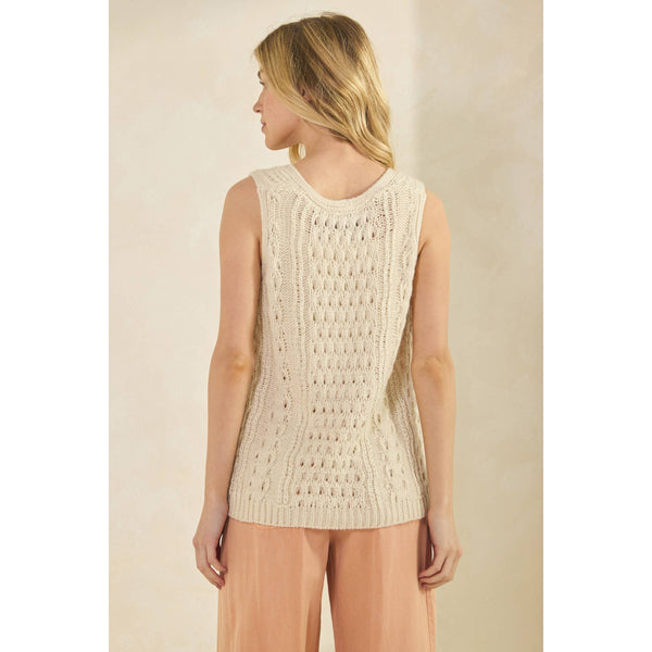 Fisherman Sweater Vest in Cream