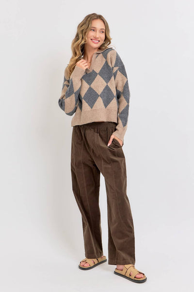 Diamond Pattern Knit Sweater