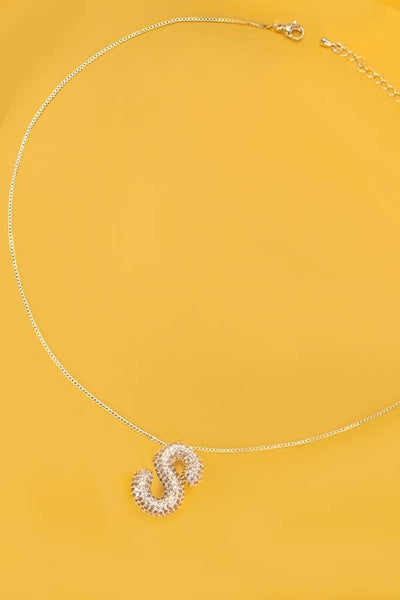 Rhinestone Bubble Initial Necklace