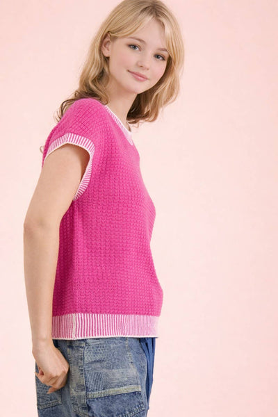 Sleeveless Sweater in Hot Pink