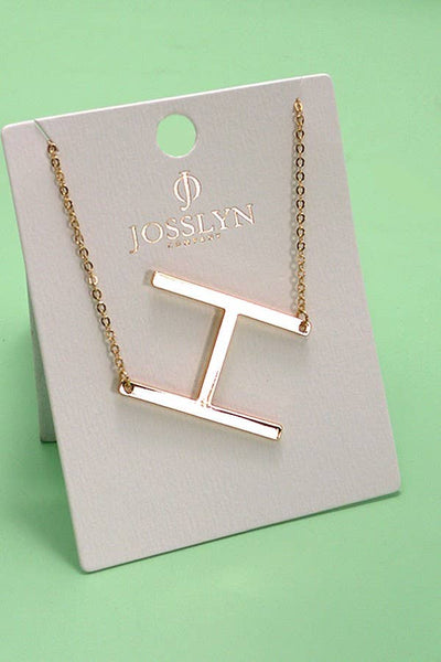 Oversized Sideways Initial Necklace in Gold