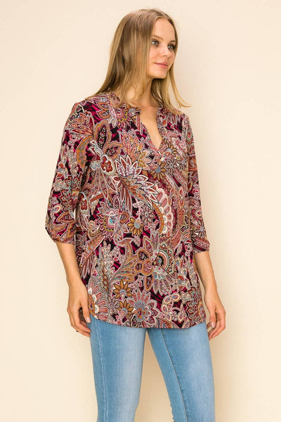 Paisley Mandarian Collar Top