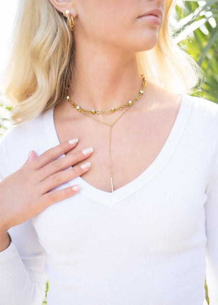 Rhinestone Paperclip Chain Necklace