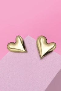 Heart Earrings - Stainless Steel, Waterproof in Gold