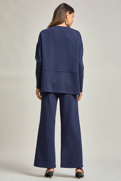 Travel Modal Set Tunic Top + Straight Pants in Navy