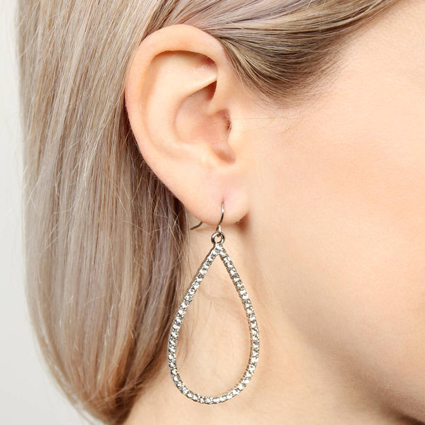 Rhinestone Teardrop Hook Earrings