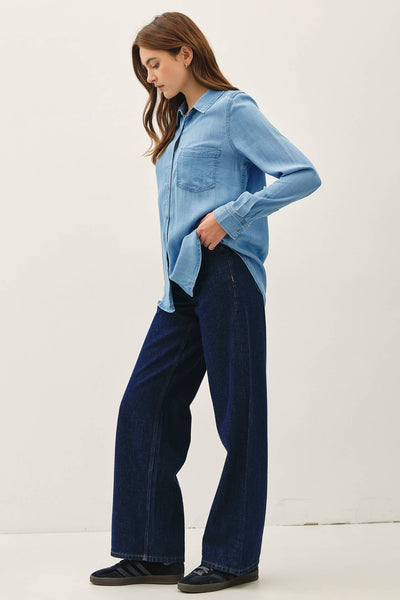 Tencel Button Down in Light Wash