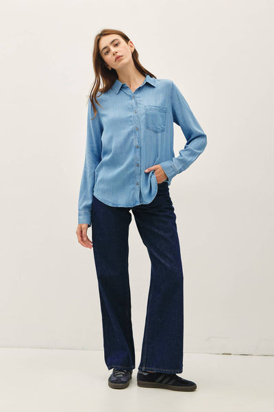 Tencel Button Down in Light Wash
