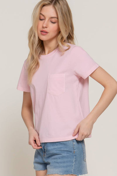 Short Sleeve Garment Dye Knit Top
