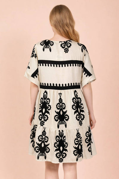 Printed V-Neck Woven Mini Dress