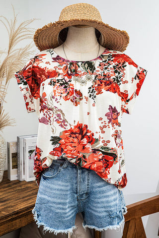 Fall Floral Short Sleeve Top