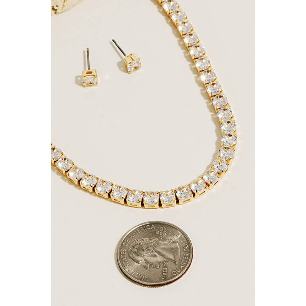 Rhinestone Studded Necklace Set
