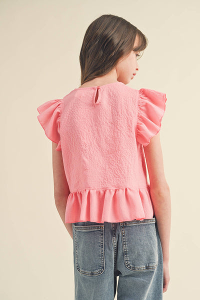 Tween Asymmetrical Sleeveless Top in Pink
