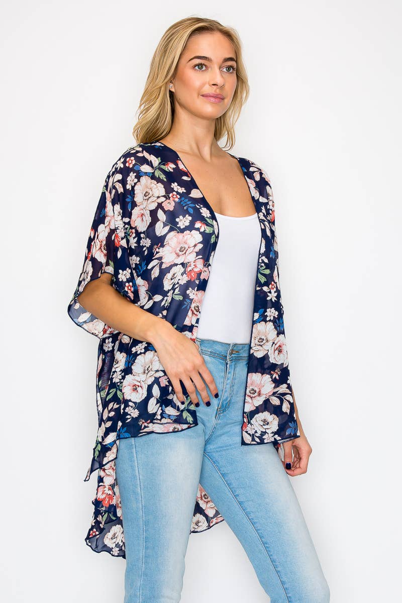 Chiffon Printed Kimono Casual Cardigan