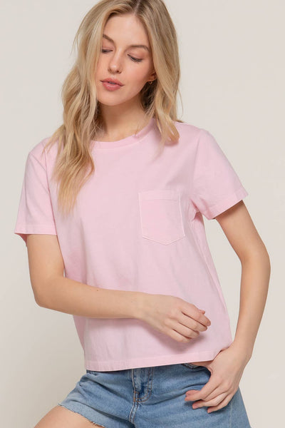 Short Sleeve Garment Dye Knit Top