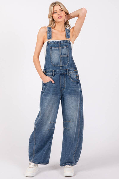 Washed Black Denim Overall