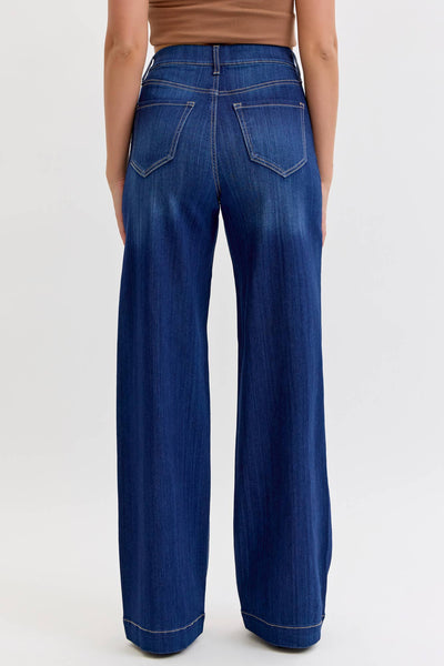 Comfort Pull-On Wide Leg Denim
