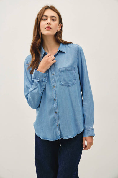 Tencel Button Down in Light Wash