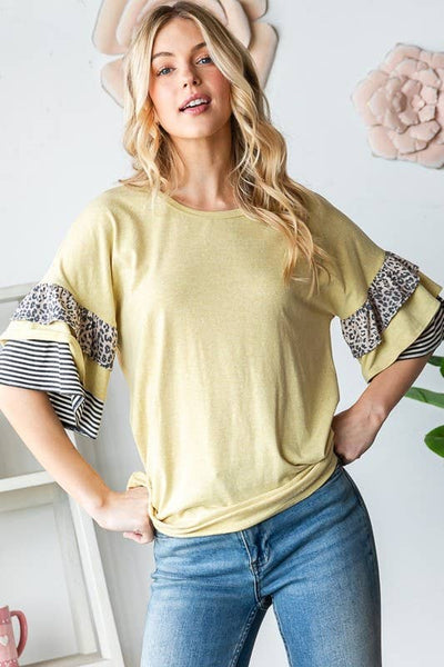 Ruffled Sleeve Top in Yellow