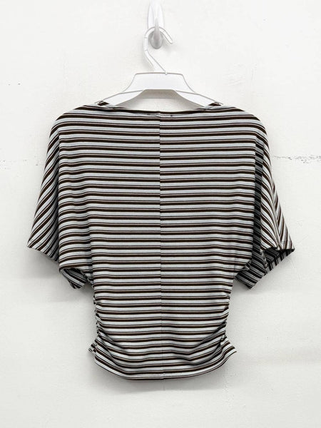 Ribbed Striped Short Sleeve Top