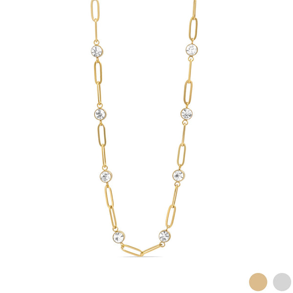 Rhinestone Paperclip Chain Necklace
