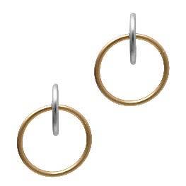 Matte Gold and Silver Open Hoop Earring