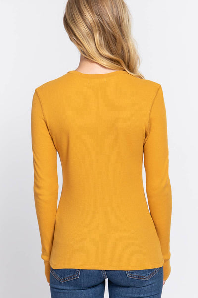Thermal Knit Top in Mustard
