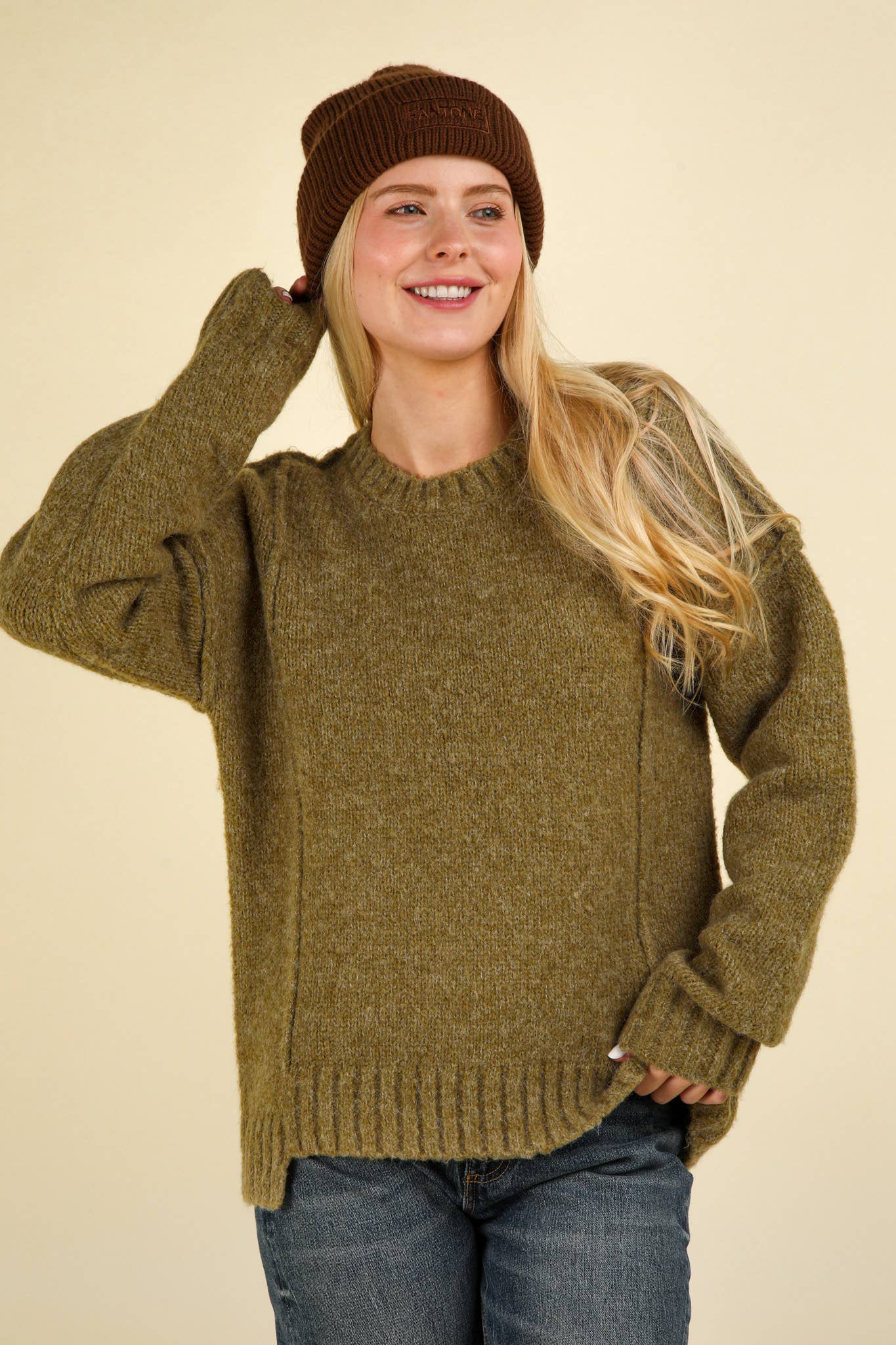 Fuzzy Feeling Oversized Knit Pullover Sweater