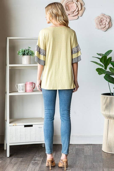 Ruffled Sleeve Top in Yellow