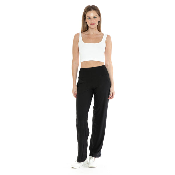 Wide Leg Activewear Pants in Black