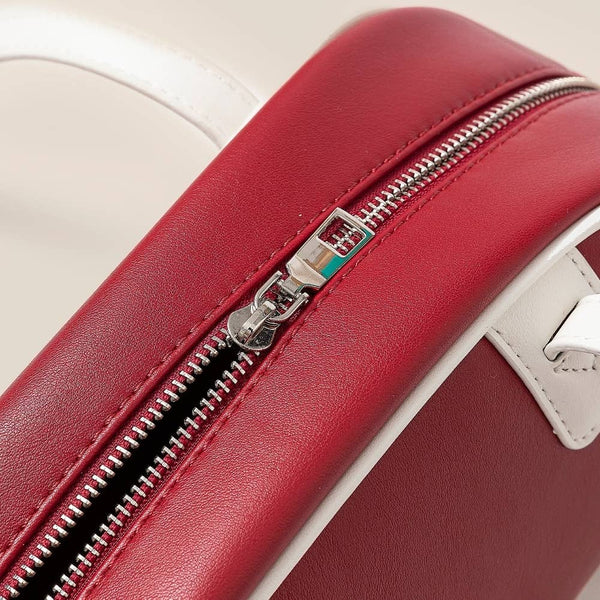 Retro Stripe Accent Faux Leather Handbag