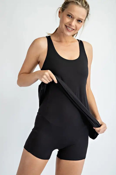 Butter Soft Romper Dress in Black