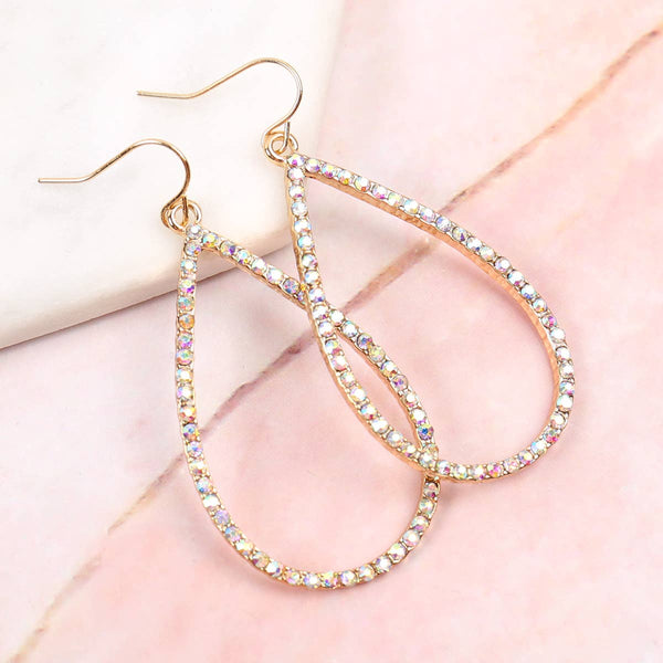 Rhinestone Teardrop Hook Earrings