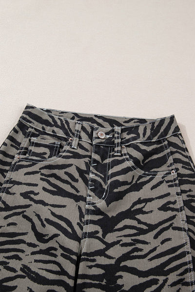 Zebra Stripe Barrel Leg Jeans
