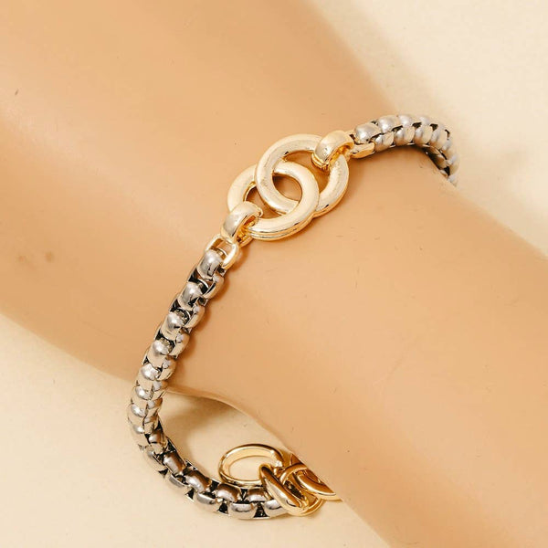 Gold Dipped Two Tone Box Chain Bracelet