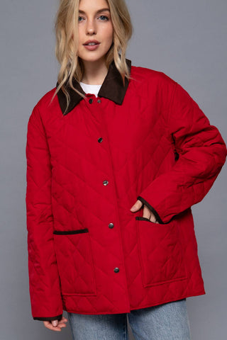 Quilted Puffer Jacket in Red