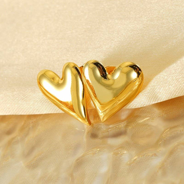 Heart Earrings - Stainless Steel, Waterproof in Gold