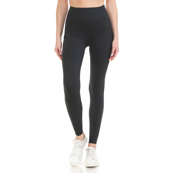 High Waist Activewear Leggings - Side Pockets in Black