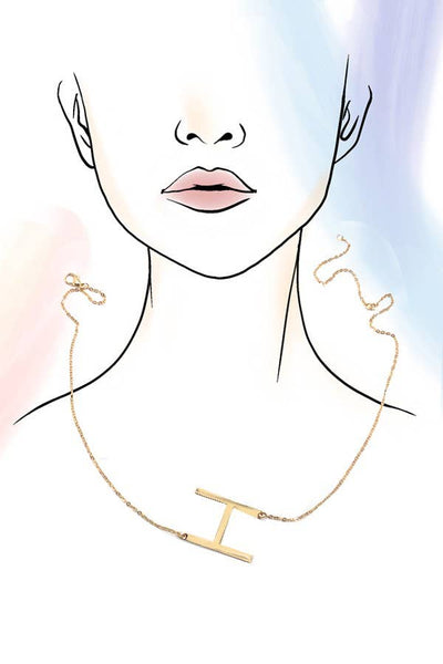 Oversized Sideways Initial Necklace in Gold