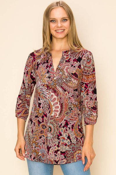 Paisley Mandarian Collar Top